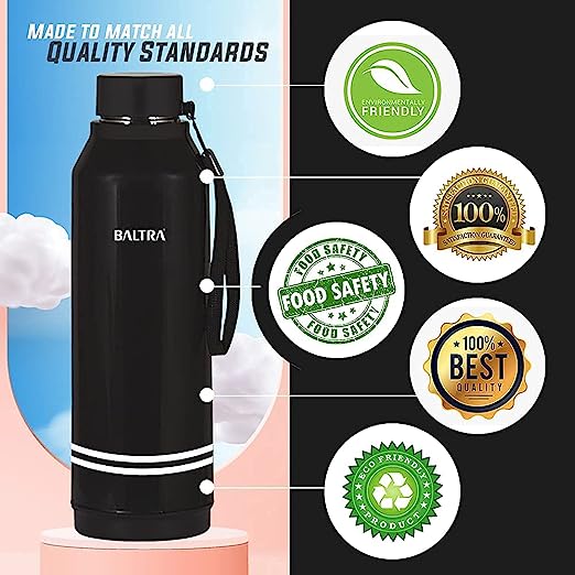 Baltra Jolly Hot & Cold Stainless Steel Water Bottle with Inner Steel and Outer Plastic (Black, 700 ml) Baltra Jolly Hot & Cold Stainless Steel Water Bottle with Inner Steel and Outer Plastic (Black, 700 ml)
